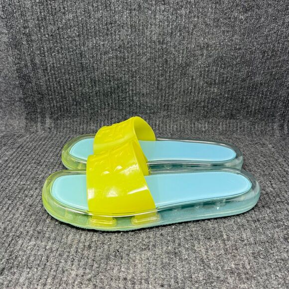 Tory Burch Bubble Jelly Slide Sandals Island Blue Yellow Womens 10 B Rubber Pool - Picture 4 of 6